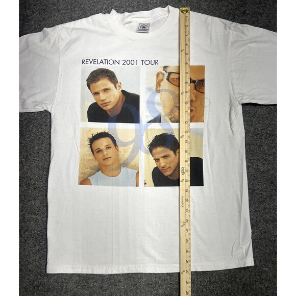 Vintage 98 Degrees Boy Pop Band Shirt 2001 Revelation Tour T-Shirt Size Medium - Picture 5 of 6
